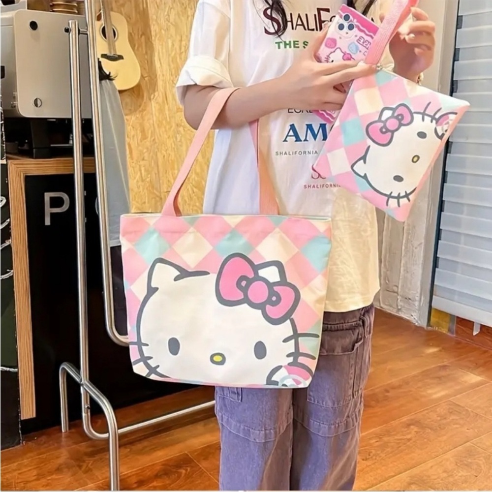 Sanrio Hello Kitty Pink and Blue Tote Bag Set